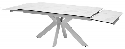 Стол BELLUNO 160 MARBLES KL-99 Белый мрамор матовый, итальянская керамика/ белый каркас М-City