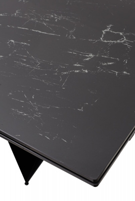 Стол RIETI 200 NERO KL-116 Черный мрамор матовый, итальянская керамика/ черный каркас М-City