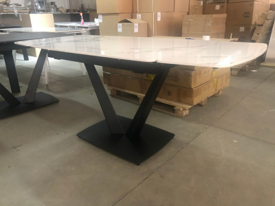 Стол ALATRI 120 GLOSS STATUARIO WHITE SINTERED STONE / BLACK М-City