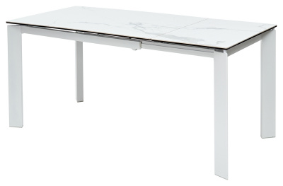 Стол CORNER 120 HIGH GLOSS STATUARIO керамика/ белый каркас М-City