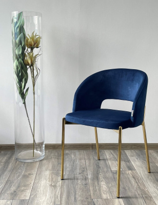 Стул AGNES BLUVEL-86 NAVY BLUE, золотой каркас М-City