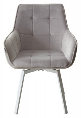 Стул MAVERICK BLUVEL-03 LIGHT GREY, велюр/ белый каркас, поворот.360 град. М-City