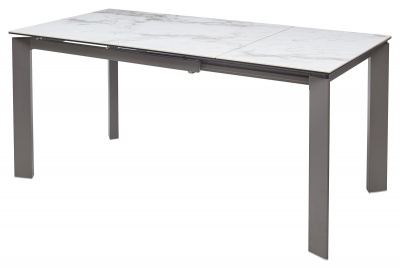 Стол CORNER 120 VOLAKAS WHITE Белый мрамор глянцевый, керамика/ GREY1 М-City