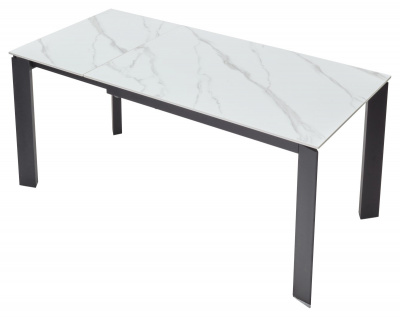 Стол CORNER 120 MATT WHITE MARBLE SINTERED STONE/ BLACK М-City