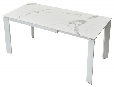 Стол CORNER 120 GLOSS STATUARIO WHITE SINTERED STONE / WHITE М-City