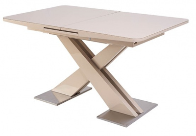 Стол CONTI 140 BEIGE GLASS бежевый глянец М-City