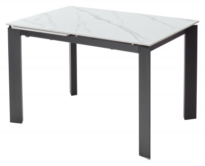 Стол CORNER 120 MATT WHITE MARBLE SINTERED STONE/ BLACK М-City