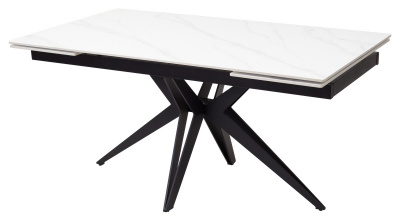 Стол FORIO 160 MATT WHITE MARBLE SINTERED STONE/ BLACK М-City