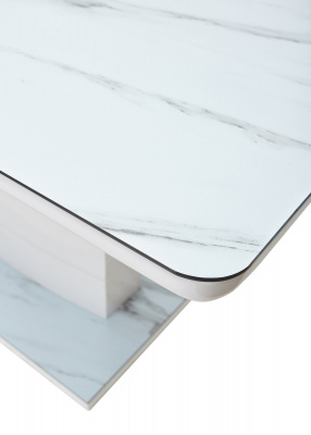Стол ALTA 140 GREY-WHITE MARBLE/ WHITE глазурованное стекло М-City