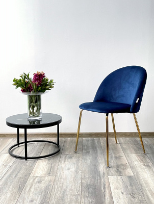 Стул PRESLEY BLUVEL-86 NAVY BLUE / золотой каркас М-City