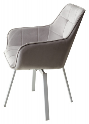 Стул MAVERICK BLUVEL-03 LIGHT GREY, велюр/ белый каркас, поворот.360 град. М-City