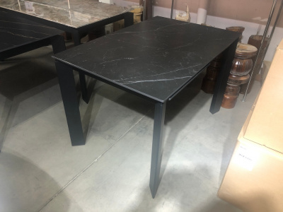 Стол CORNER 120 MATT BLACK MARBLE SINTERED STONE/ BLACK М-City