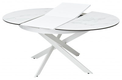 Стол TRENTO 120 HIGH GLOSS STATUARIO Белый мрамор глянцевый, керамика/ белый каркас М-City