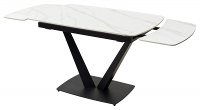 Стол ALATRI 120 MATT WHITE MARBLE SINTERED STONE / BLACK М-City