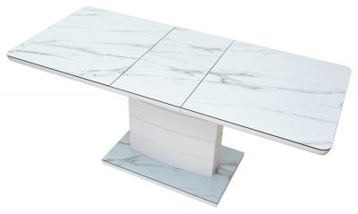 Стол ALTA 140 GREY-WHITE MARBLE/ WHITE глазурованное стекло М-City