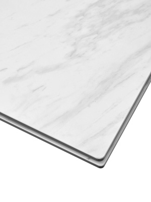 Стол BELLUNO 160 MARBLES KL-99 Белый мрамор матовый, итальянская керамика/ белый каркас М-City