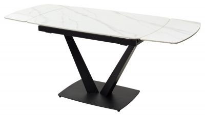 Стол ALATRI 120 MATT WHITE MARBLE SINTERED STONE / BLACK М-City
