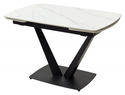 Стол ALATRI 120 MATT WHITE MARBLE SINTERED STONE / BLACK М-City