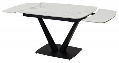 Стол ALATRI 120 GLOSS STATUARIO WHITE SINTERED STONE / BLACK М-City