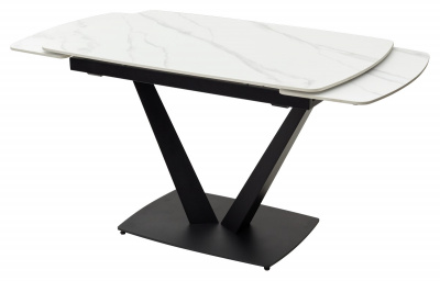 Стол ALATRI 120 MATT WHITE MARBLE SINTERED STONE / BLACK М-City
