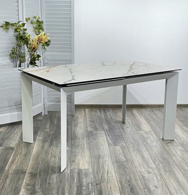 Стол CREMONA 140 KL-188 Контрастный мрамор / белый каркас М-City