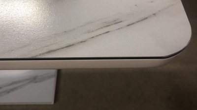 Стол ALTA 140 GREY-WHITE MARBLE/ WHITE глазурованное стекло М-City