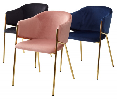 Стул DILL BLUVEL-86 NAVY BLUE, велюр/ золотой каркас, М-City