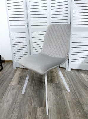 Стул DAIQUIRI BLUVEL-03 LIGHT GREY / белый каркас, велюр М-City