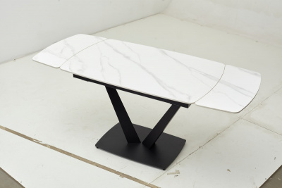 Стол ALATRI 120 MATT WHITE MARBLE SINTERED STONE / BLACK М-City