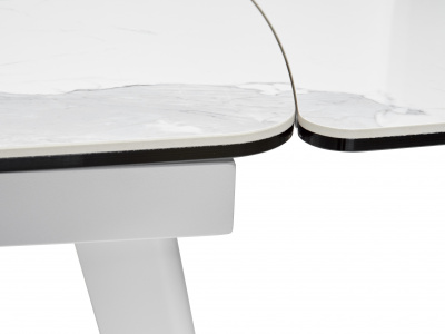 Стол ELIOT 120 HIGH GLOSS STATUARIO Белый мрамор глянцевый, керамика/ белый каркас М-City