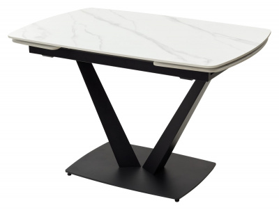 Стол ALATRI 120 MATT WHITE MARBLE SINTERED STONE / BLACK М-City