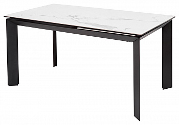 Стол CREMONA 140 HIGH GLOSS STATUARIO Белый мрамор глянцевый, керамика/ черный каркас М-City