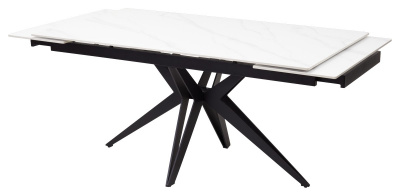 Стол FORIO 160 MATT WHITE MARBLE SINTERED STONE/ BLACK М-City