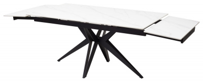 Стол FORIO 160 MATT WHITE MARBLE SINTERED STONE/ BLACK М-City
