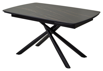 Стол RIVOLI 140 MATT GOLDEN BLACK SINTERED STONE/ BLACK М-City