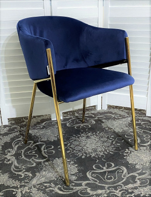 Стул DILL BLUVEL-86 NAVY BLUE, велюр/ золотой каркас, М-City