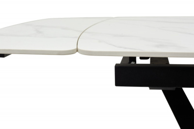 Стол ALATRI 120 MATT WHITE MARBLE SINTERED STONE / BLACK М-City