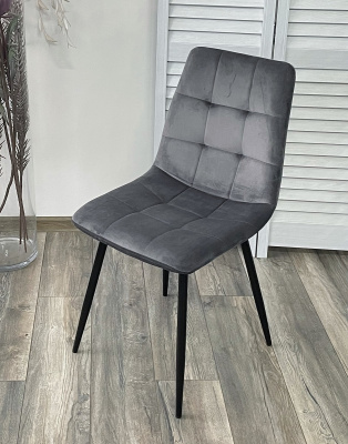 Стул BARI UF910-05 DARK GREY, велюр / черный каркас М-City