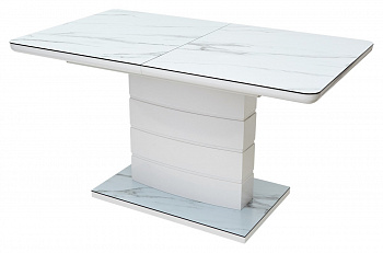 Стол ALTA 120 GREY-WHITE MARBLE/ WHITE глазурованное стекло М-City