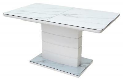 Стол ALTA 140 GREY-WHITE MARBLE/ WHITE глазурованное стекло М-City