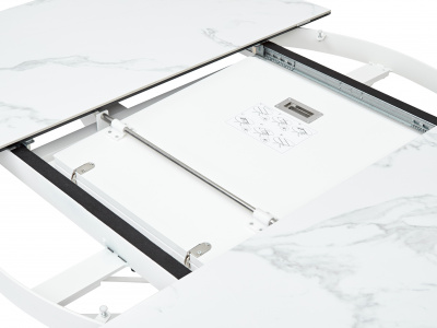 Стол TRENTO 120 HIGH GLOSS STATUARIO Белый мрамор глянцевый, керамика/ белый каркас М-City