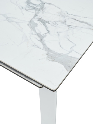 Стол CORNER 120 HIGH GLOSS STATUARIO керамика/ белый каркас М-City