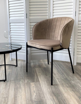 Стул DIANA BLUVEL-40 BEIGE, велюр / черный каркас М-City