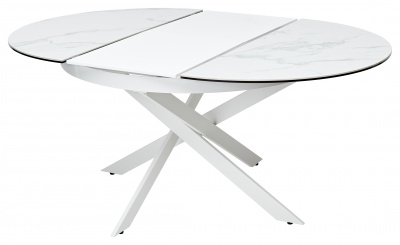 Стол TRENTO 120 HIGH GLOSS STATUARIO Белый мрамор глянцевый, керамика/ белый каркас М-City