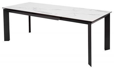 Стол CREMONA 140 MATTE STATUARIO Белый мрамор матовый, керамика/ черный каркас М-City