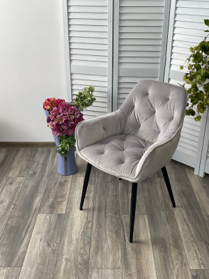 Стул TROY BLUVEL-03 LIGHT GREY, велюр/ черный каркас М-City