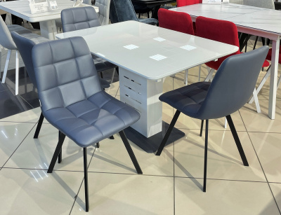 Стул CHILLI SQUARE HK017-09 серо-черничный, PU/ черный каркас М-City