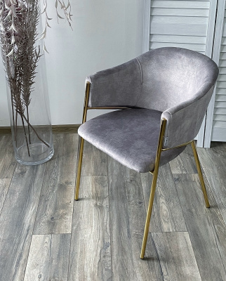Стул DILL PK6015-03 (VBP203) античный серебристо-серый/ золотой каркас, М-City