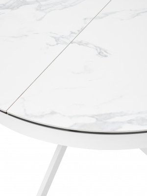 Стол TRENTO 120 HIGH GLOSS STATUARIO Белый мрамор глянцевый, керамика/ белый каркас М-City