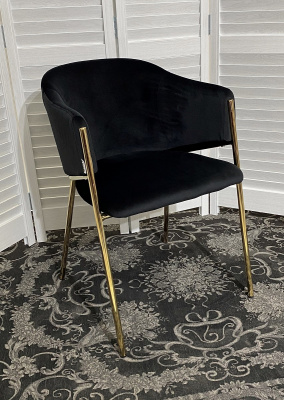 Стул DILL BLUVEL-19 BLACK, велюр/ золотой каркас, М-City